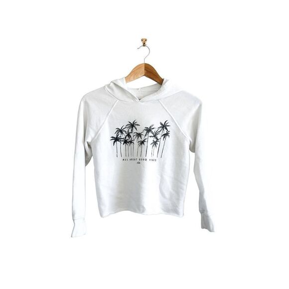 Billabong Women Hooded Sweater Cropped Style White Size Medium - Picture 1 of 8